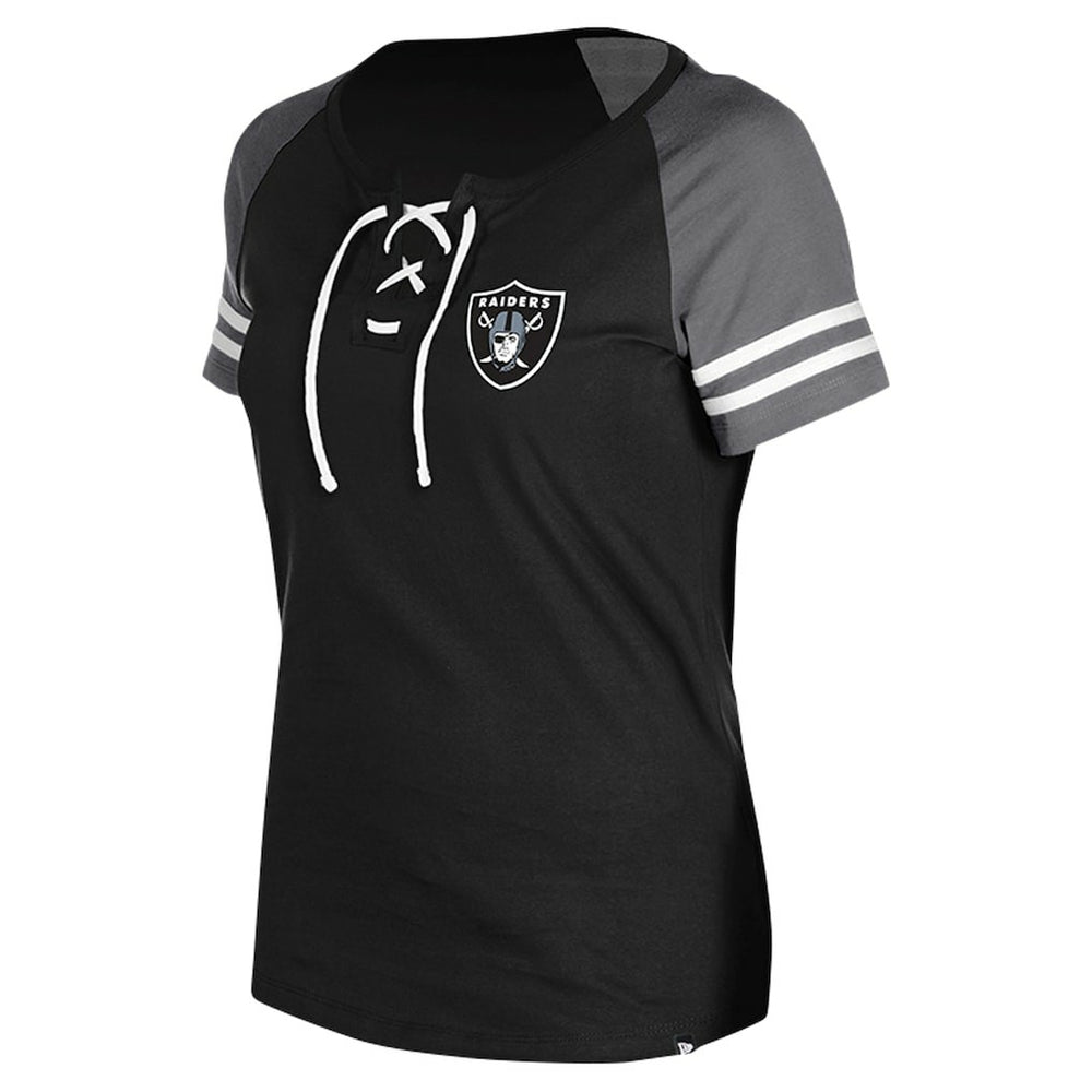 Las Vegas Raiders New Era Women's Lace-Up Raglan T-Shirt Black - NFL