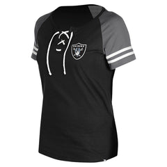 Las Vegas Raiders New Era Women's Lace-Up Raglan T-Shirt Black - NFL