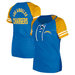 Los Angeles Chargers New Era Women's Lace-Up Raglan T-Shirt Powder Blue - NFL