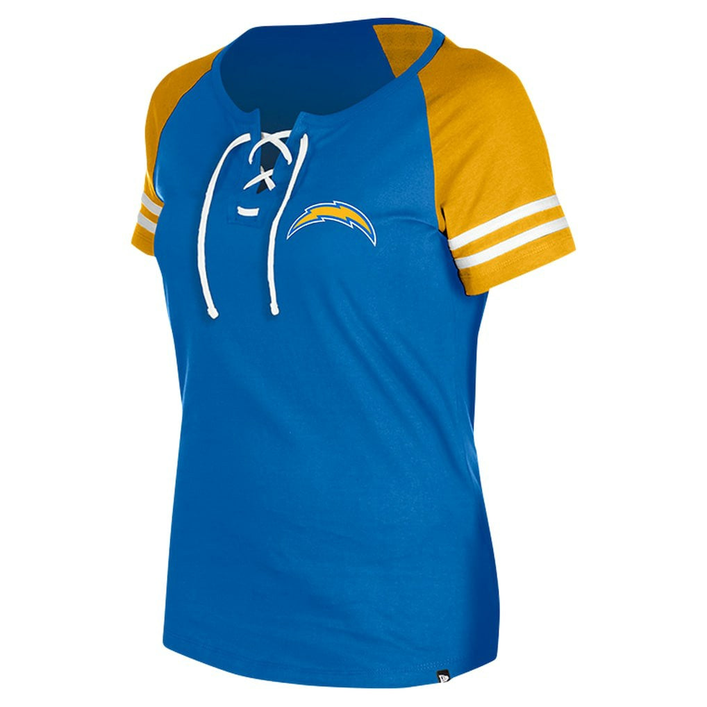 Los Angeles Chargers New Era Women's Lace-Up Raglan T-Shirt Powder Blue - NFL