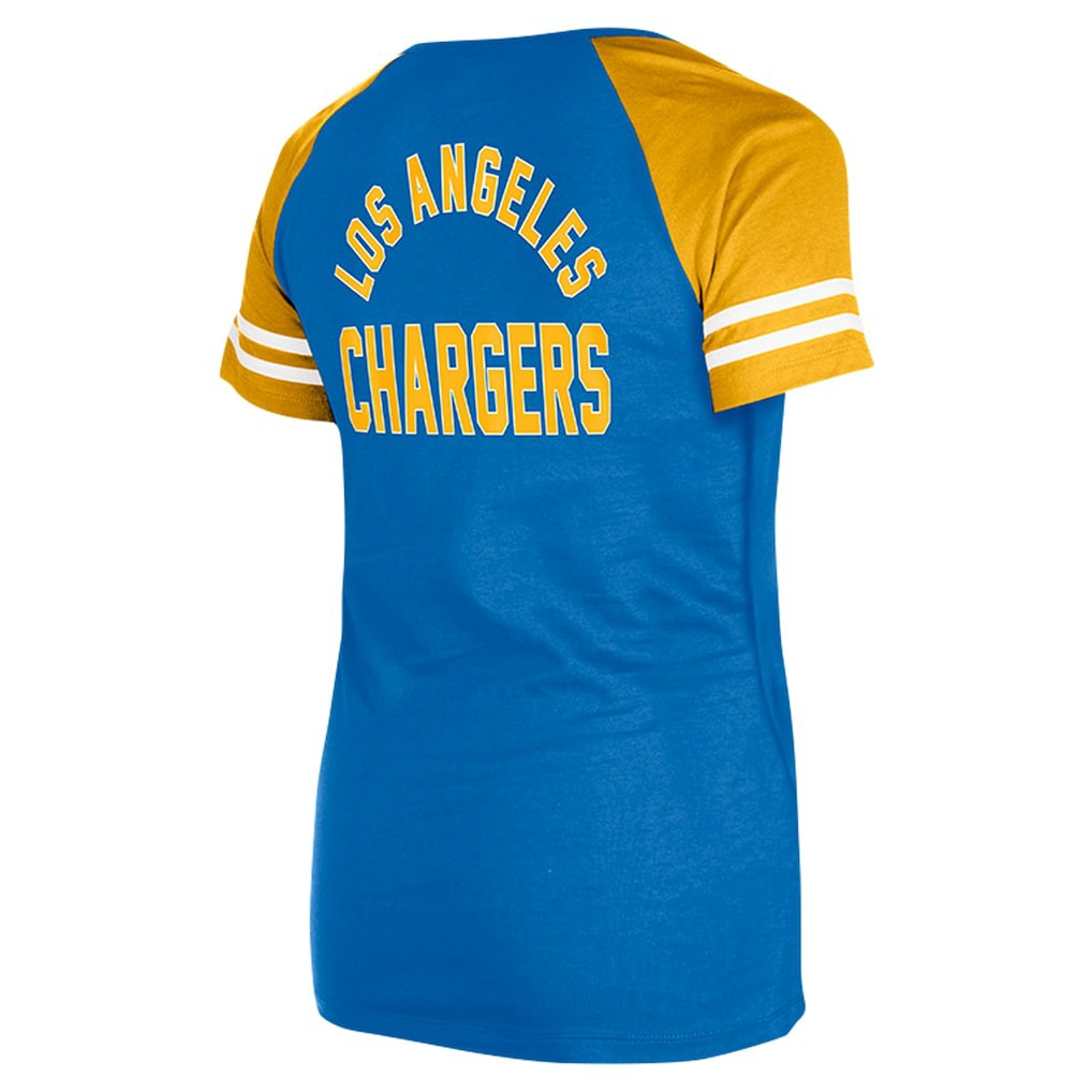 Los Angeles Chargers New Era Women's Lace-Up Raglan T-Shirt Powder Blue - NFL