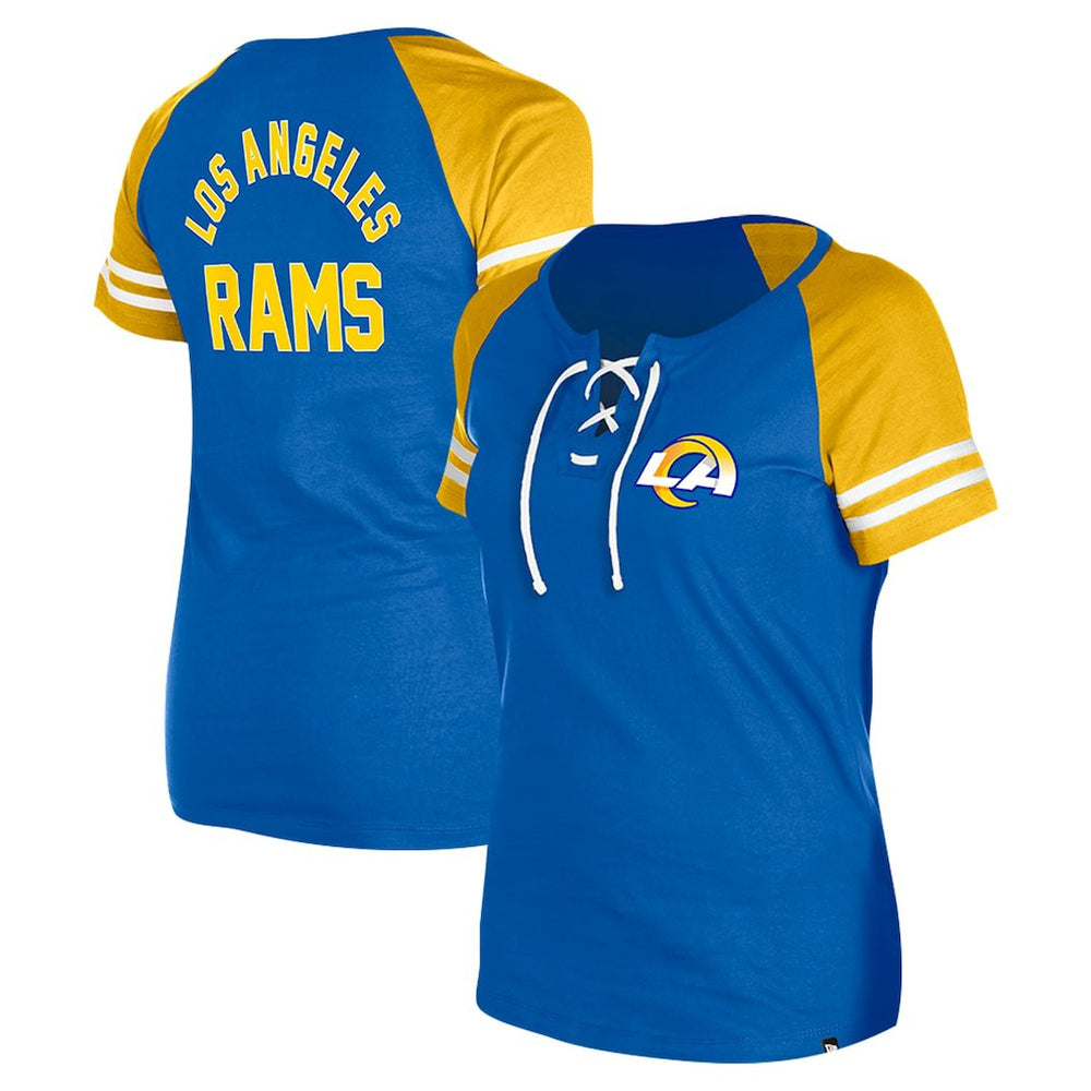 Los Angeles Rams New Era Women's Lace-Up Raglan T-Shirt Royal - NFL