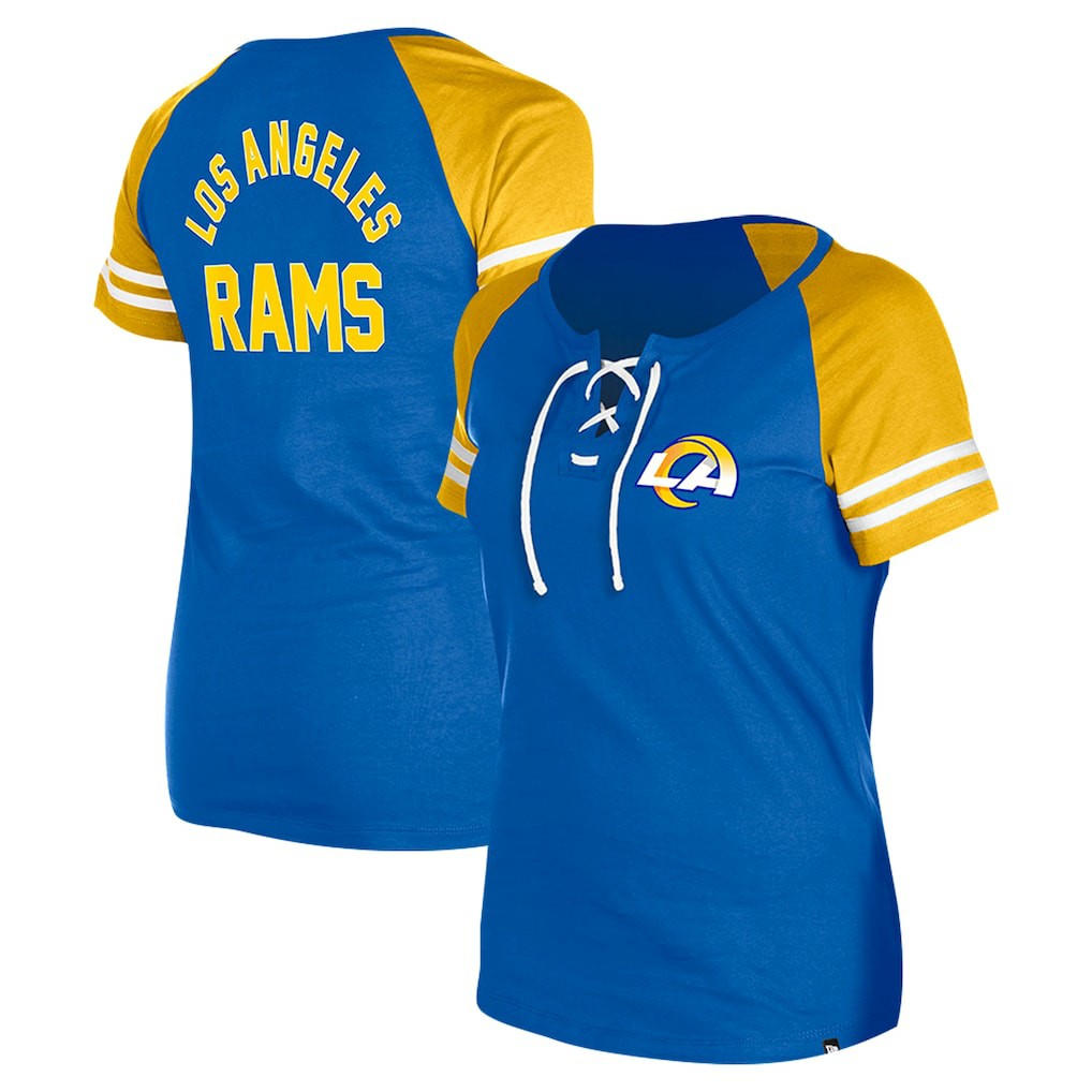 Los Angeles Rams New Era Women's Lace-Up Raglan T-Shirt Royal - NFL