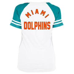 Miami Dolphins New Era Women's Throwback Lace-Up Raglan T-Shirt Gray - NFL