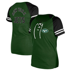 New York Jets New Era Women's Lace-Up Raglan T-Shirt Green - NFL