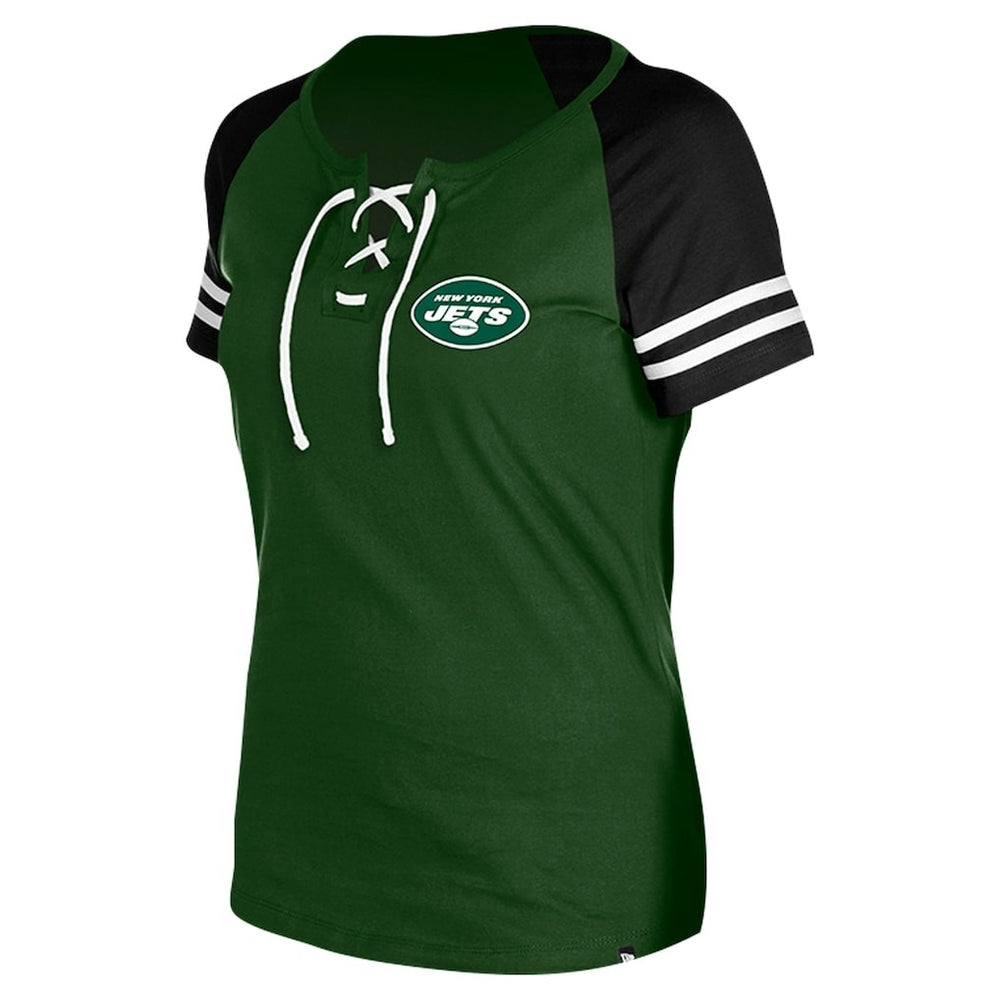 New York Jets New Era Women's Lace-Up Raglan T-Shirt Green - NFL