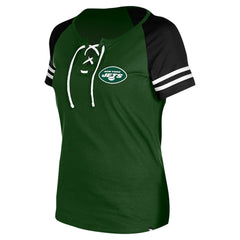 New York Jets New Era Women's Lace-Up Raglan T-Shirt Green - NFL