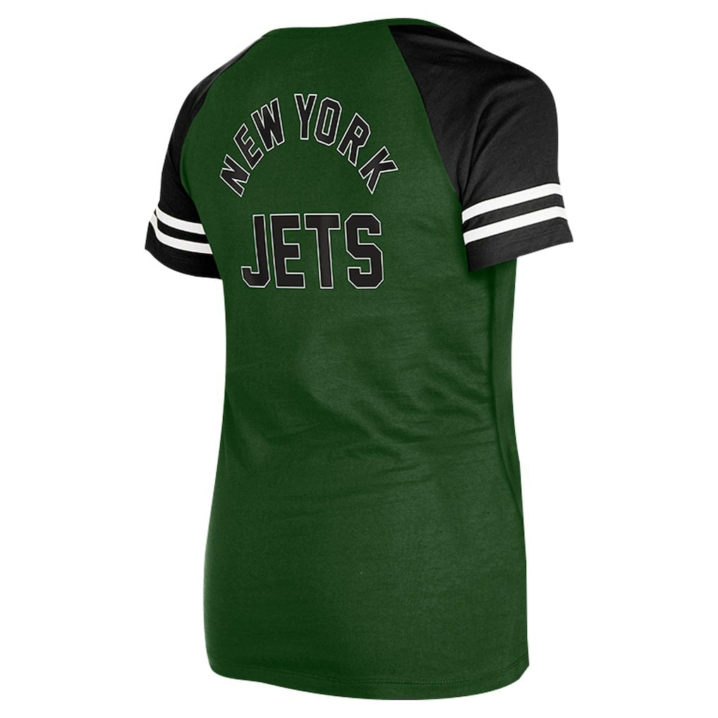 New York Jets New Era Women's Lace-Up Raglan T-Shirt Green - NFL
