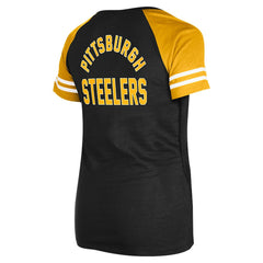 Pittsburgh Steelers New Era Women's Lace-Up Raglan T-Shirt Black - NFL