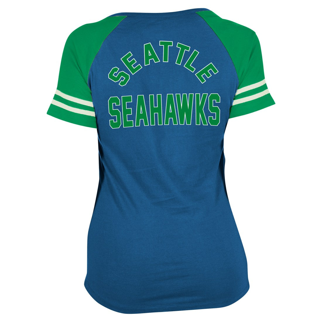Seattle Seahawks New Era Women's Throwback Lace-Up Raglan T-Shirt Royal - NFL
