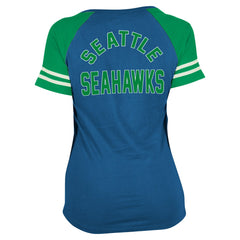 Seattle Seahawks New Era Women's Throwback Lace-Up Raglan T-Shirt Royal - NFL
