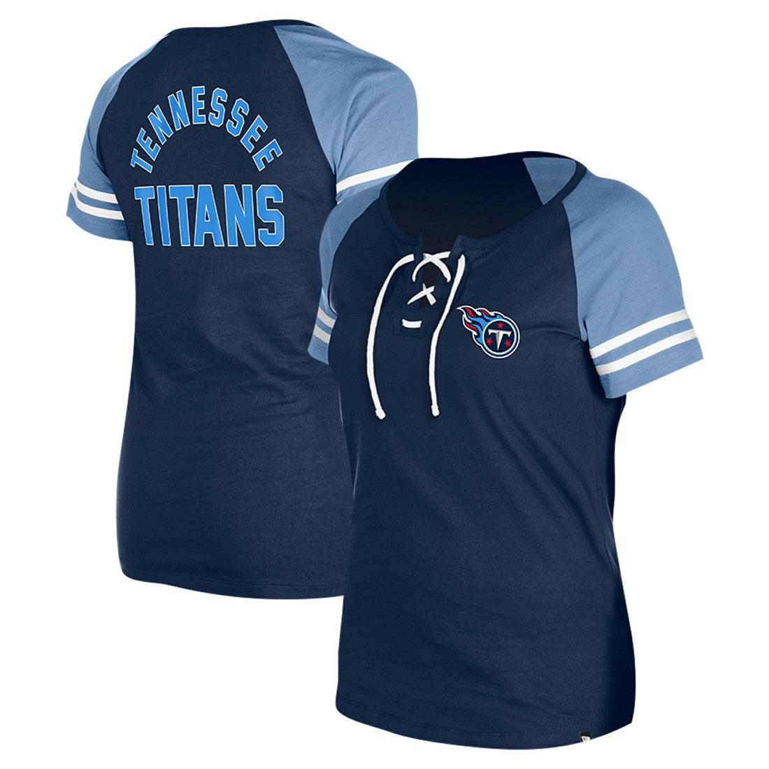 Tennessee Titans New Era Women's Lace-Up Raglan T-Shirt Navy - NFL