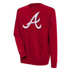 Atlanta Braves Antigua Victory Crewneck Chenille Pullover Sweatshirt for sale