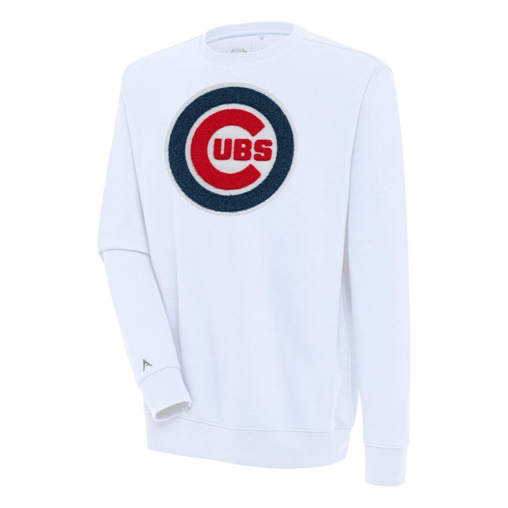 Chicago Cubs Antigua Victory Crewneck Chenille Pullover Sweatshirt Clearance