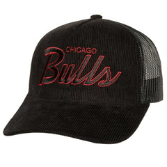 Mitchell & Ness - Chicago Bulls Times Up Classic Script Cord Trucker Hat - Black