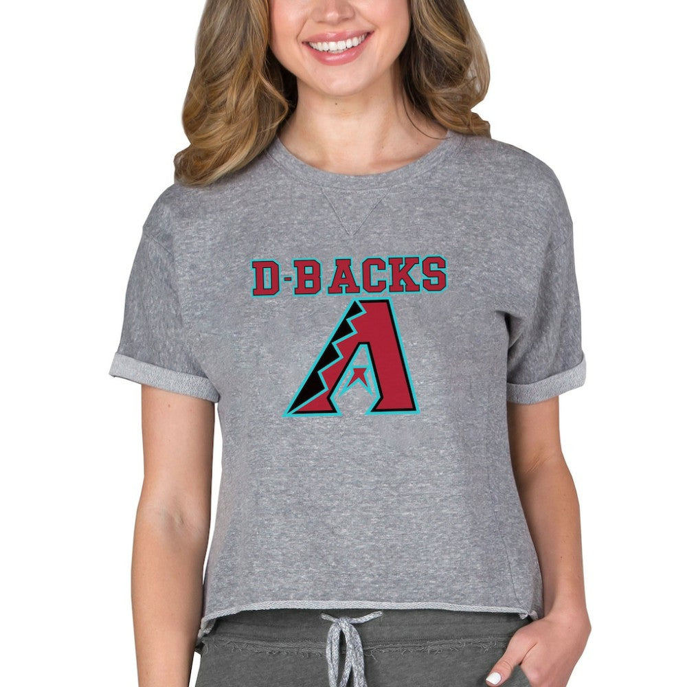 Arizona Diamondbacks Concepts Sport Women's Tri-Blend Mainstream Terry Short Sleeve Sweatshirt Top Lifestyle