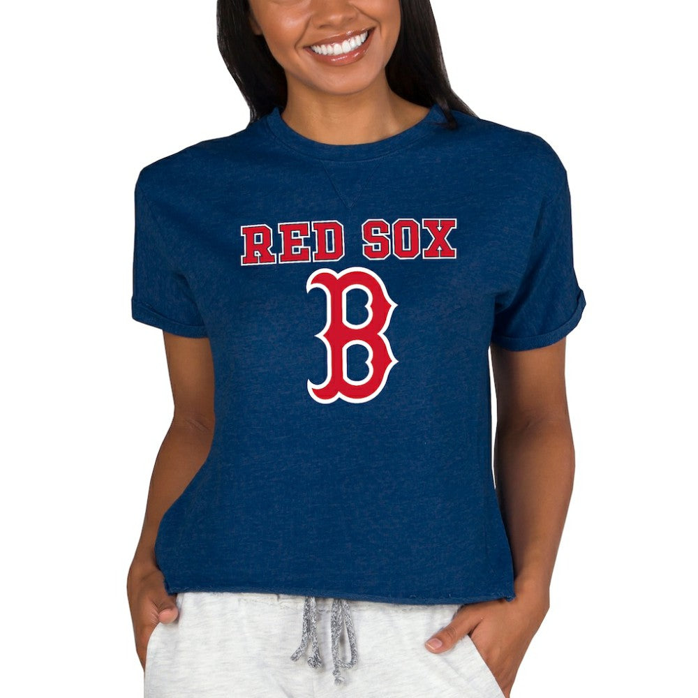 Boston Red Sox Concepts Sport Women's Tri-Blend Mainstream Terry Short Sleeve Sweatshirt Top Near Me