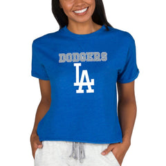 Los Angeles Dodgers Concepts Sport Women's Tri-Blend Mainstream Terry Short Sleeve Sweatshirt Top Lifestyle