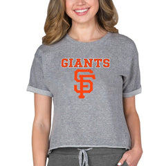 San Francisco Giants Concepts Sport Women's Tri-Blend Mainstream Terry Short Sleeve Sweatshirt Top Clearance