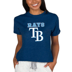 Tampa Bay Rays Concepts Sport Women's Tri-Blend Mainstream Terry Short Sleeve Sweatshirt Top Clearance