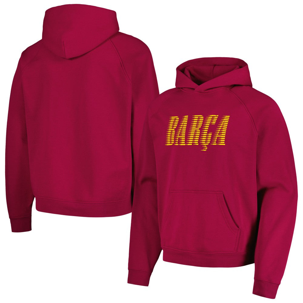 Barcelona Team Oversized Raglan Pullover Hoodie - Red