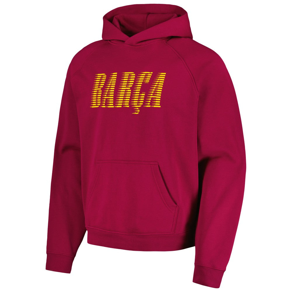 Barcelona Team Oversized Raglan Pullover Hoodie - Red