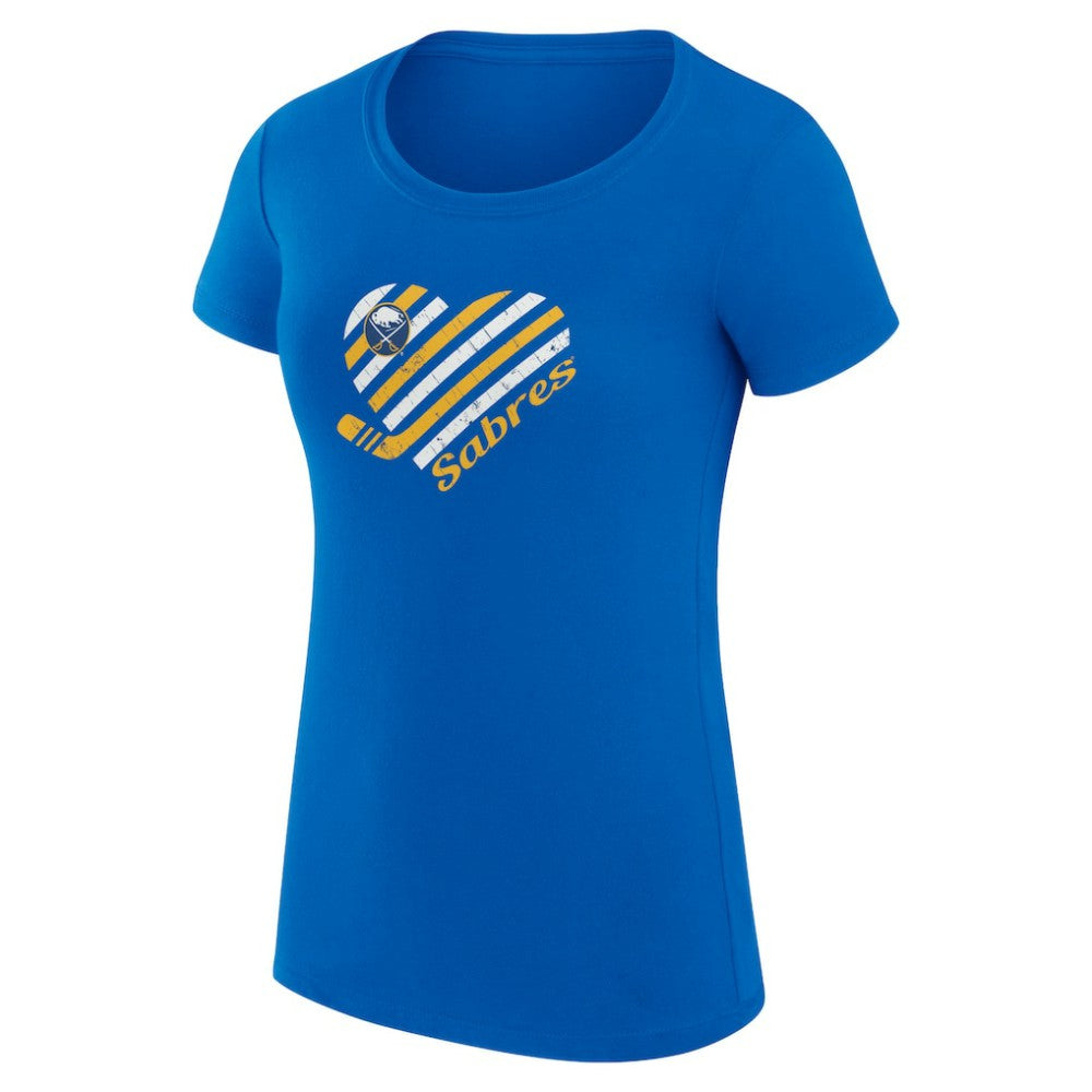 Buffalo Sabres - G-III 4Her by Carl Banks Women's Super-Slim Fit Lightweight Heart T-Shirt Royal