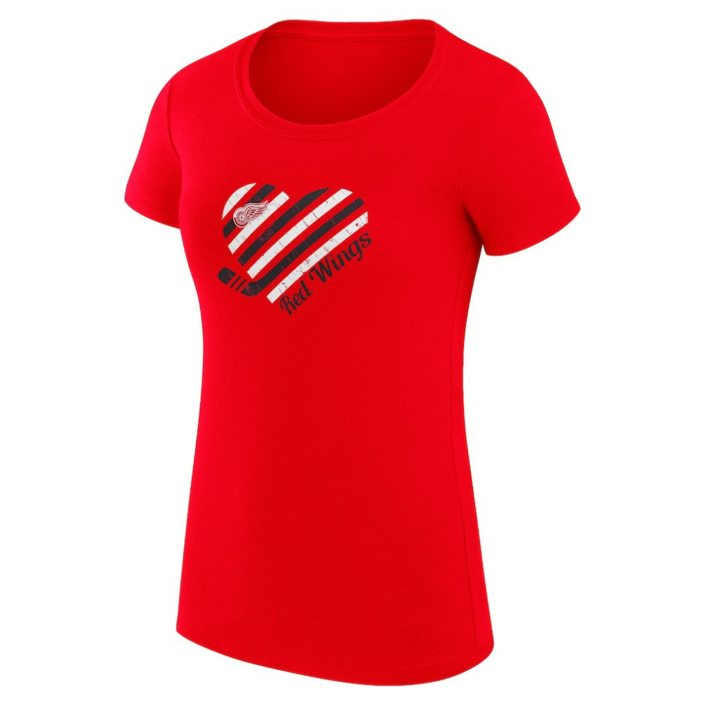 Detroit Red Wings - G-III 4Her by Carl Banks Women's Super-Slim Fit Lightweight Heart T-Shirt Red