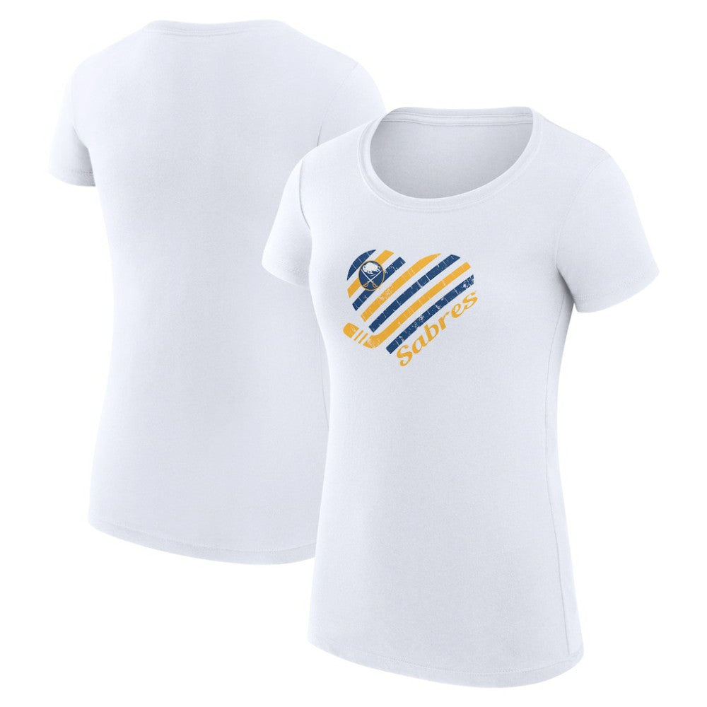 Buffalo Sabres - G-III 4Her by Carl Banks Women's Super-Slim Fit Lightweight Heart T-Shirt White