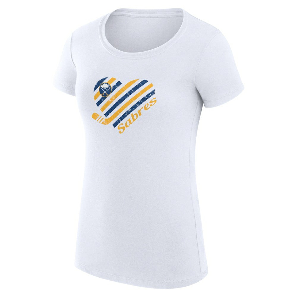 Buffalo Sabres - G-III 4Her by Carl Banks Women's Super-Slim Fit Lightweight Heart T-Shirt White