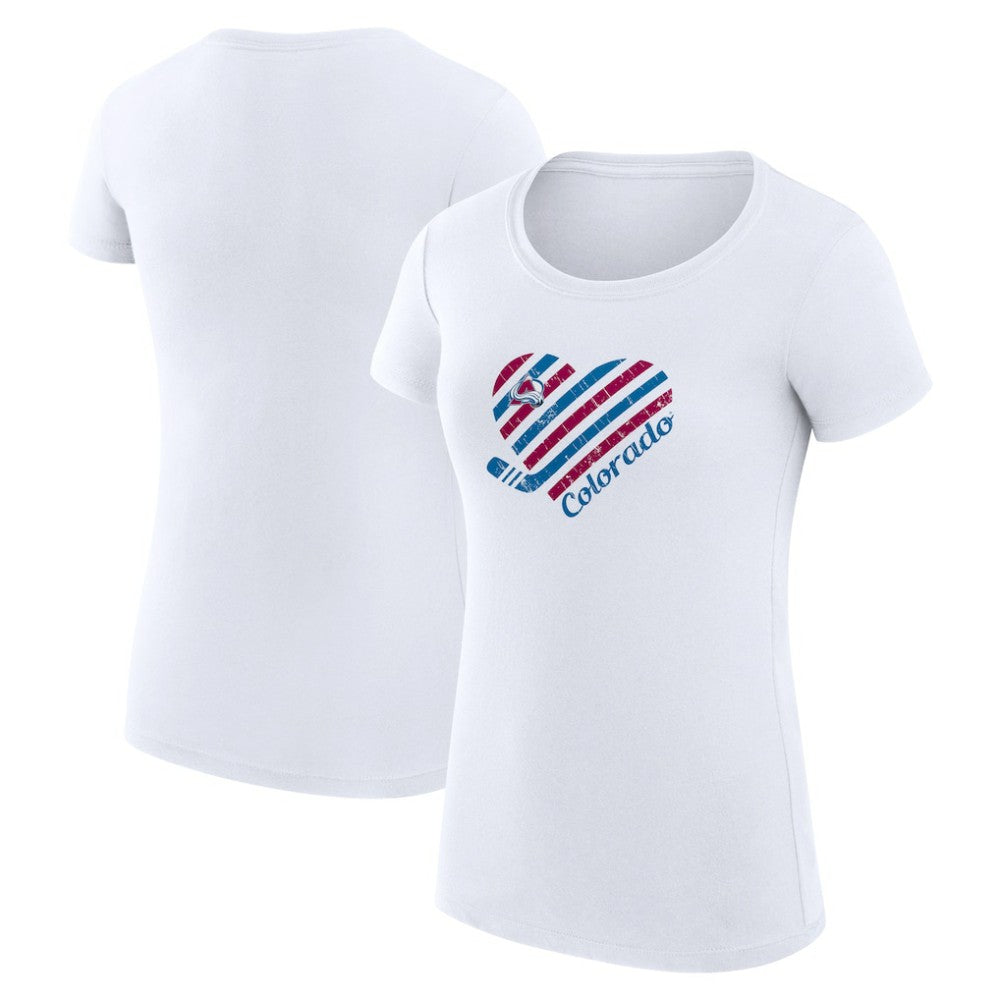 Colorado Avalanche - G-III 4Her by Carl Banks Women's Super-Slim Fit Lightweight Heart T-Shirt White