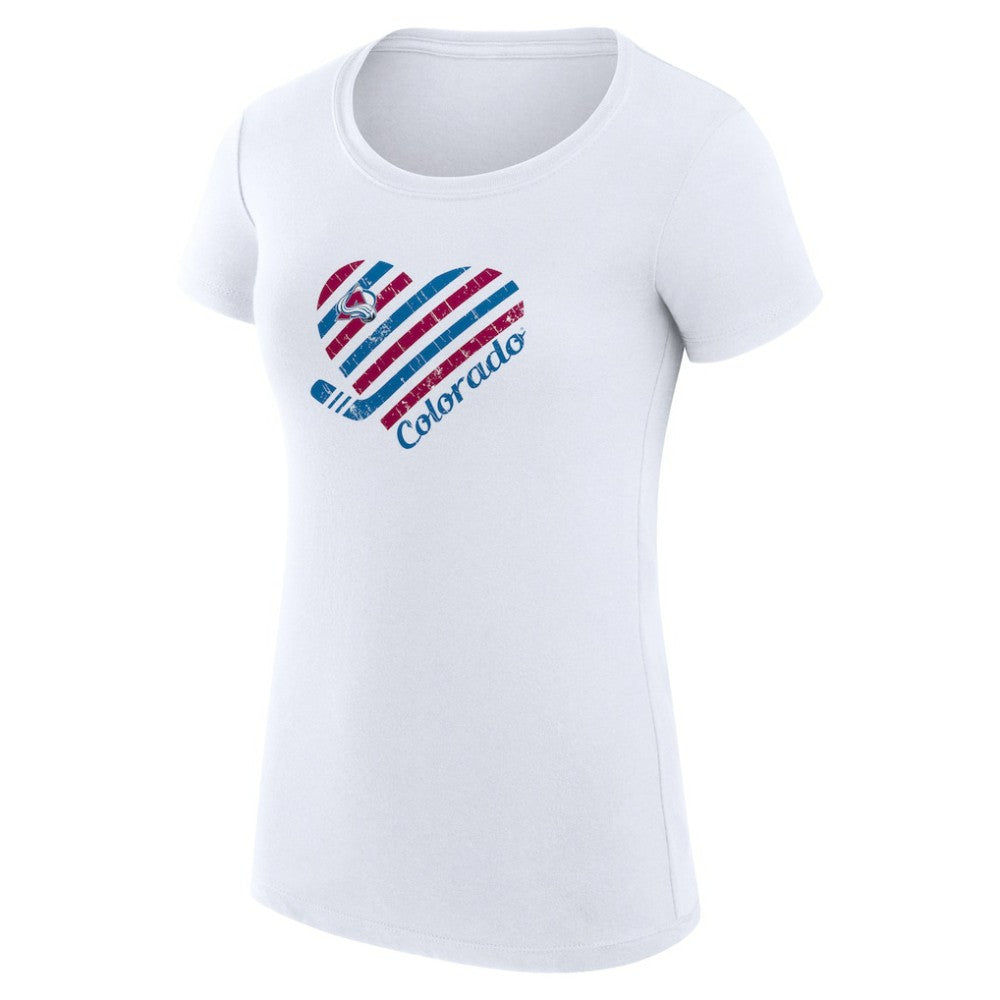 Colorado Avalanche - G-III 4Her by Carl Banks Women's Super-Slim Fit Lightweight Heart T-Shirt White