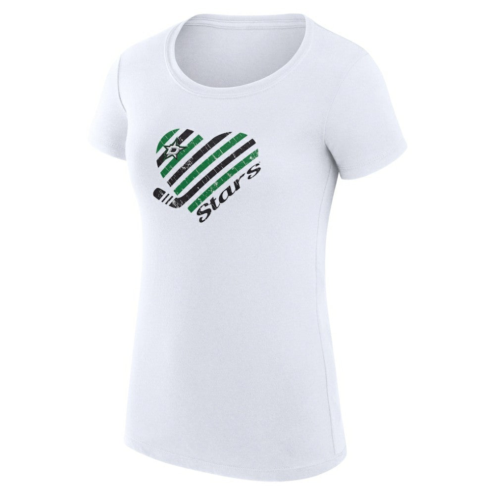 Dallas Stars - G-III 4Her by Carl Banks Women's Super-Slim Fit Lightweight Heart T-Shirt White