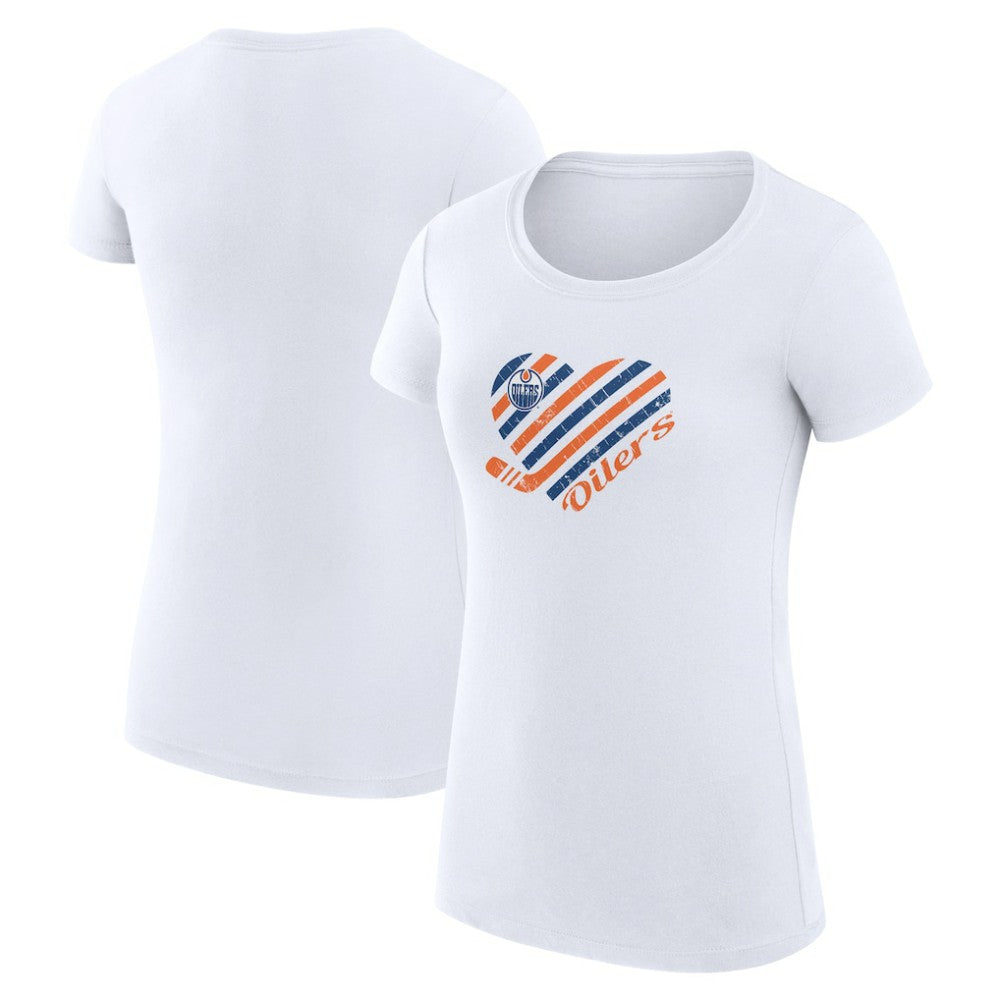 Edmonton Oilers - G-III 4Her by Carl Banks Women's Super-Slim Fit Lightweight Heart T-Shirt White
