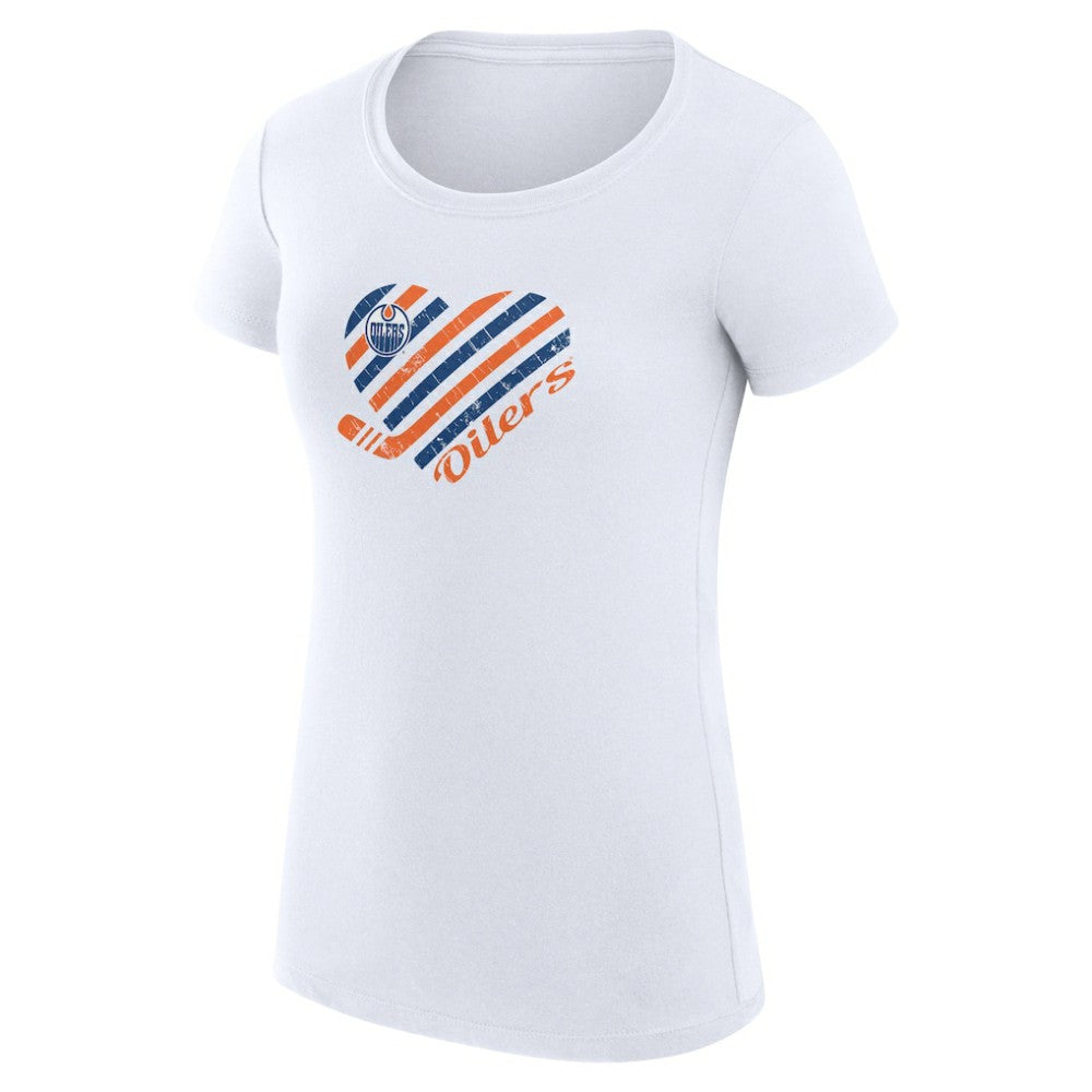 Edmonton Oilers - G-III 4Her by Carl Banks Women's Super-Slim Fit Lightweight Heart T-Shirt White