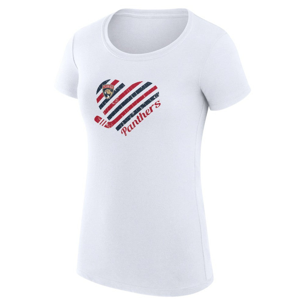Florida Panthers - G-III 4Her by Carl Banks Women's Super-Slim Fit Lightweight Heart T-Shirt White