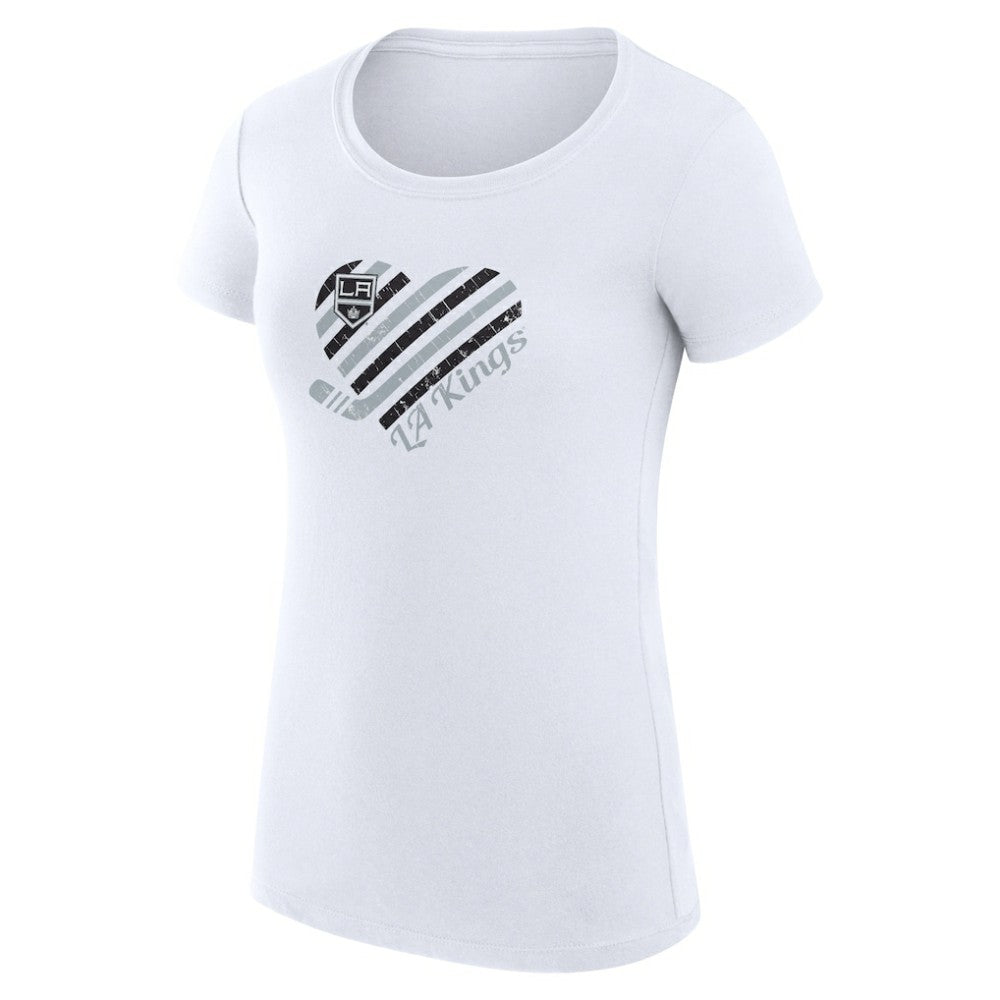 Los Angeles Kings - G-III 4Her by Carl Banks Women's Super-Slim Fit Lightweight Heart T-Shirt White