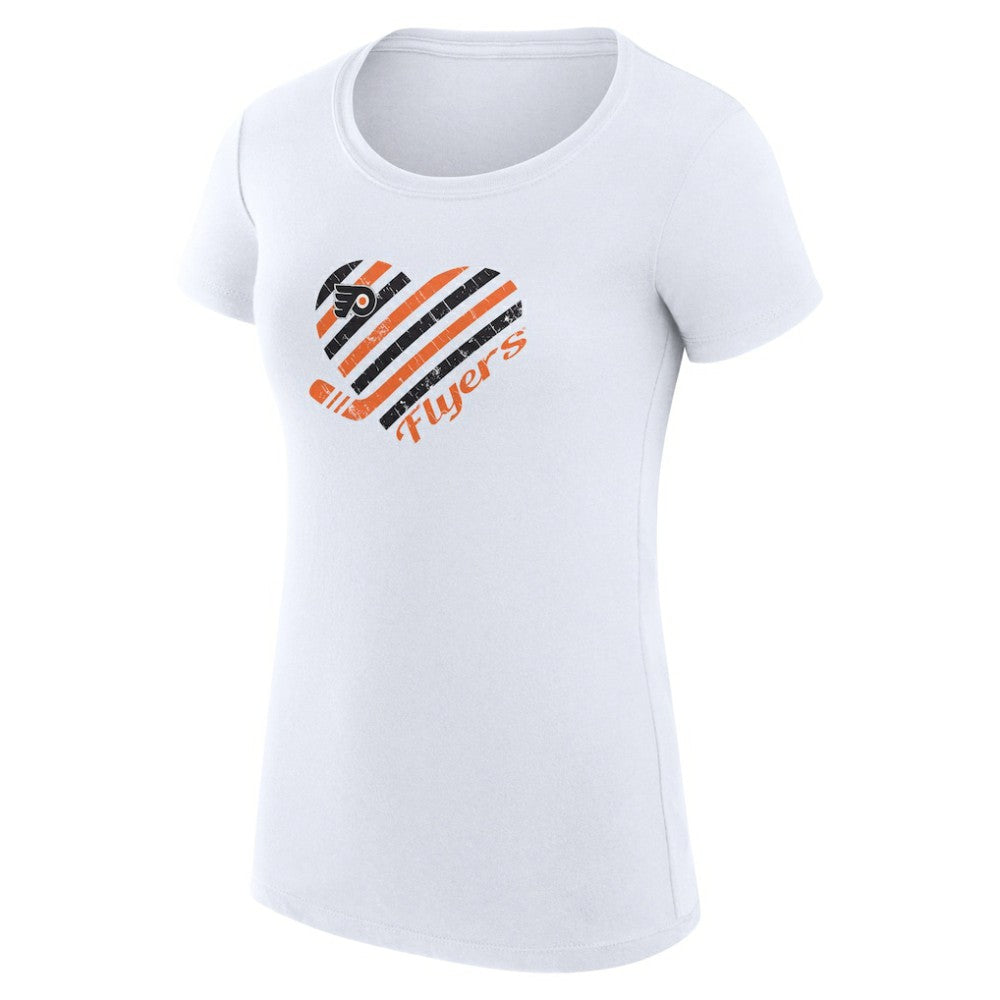 Philadelphia Flyers - G-III 4Her by Carl Banks Women's Super-Slim Fit Lightweight Heart T-Shirt White