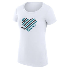 San Jose Sharks - G-III 4Her by Carl Banks Women's Super-Slim Fit Lightweight Heart T-Shirt White