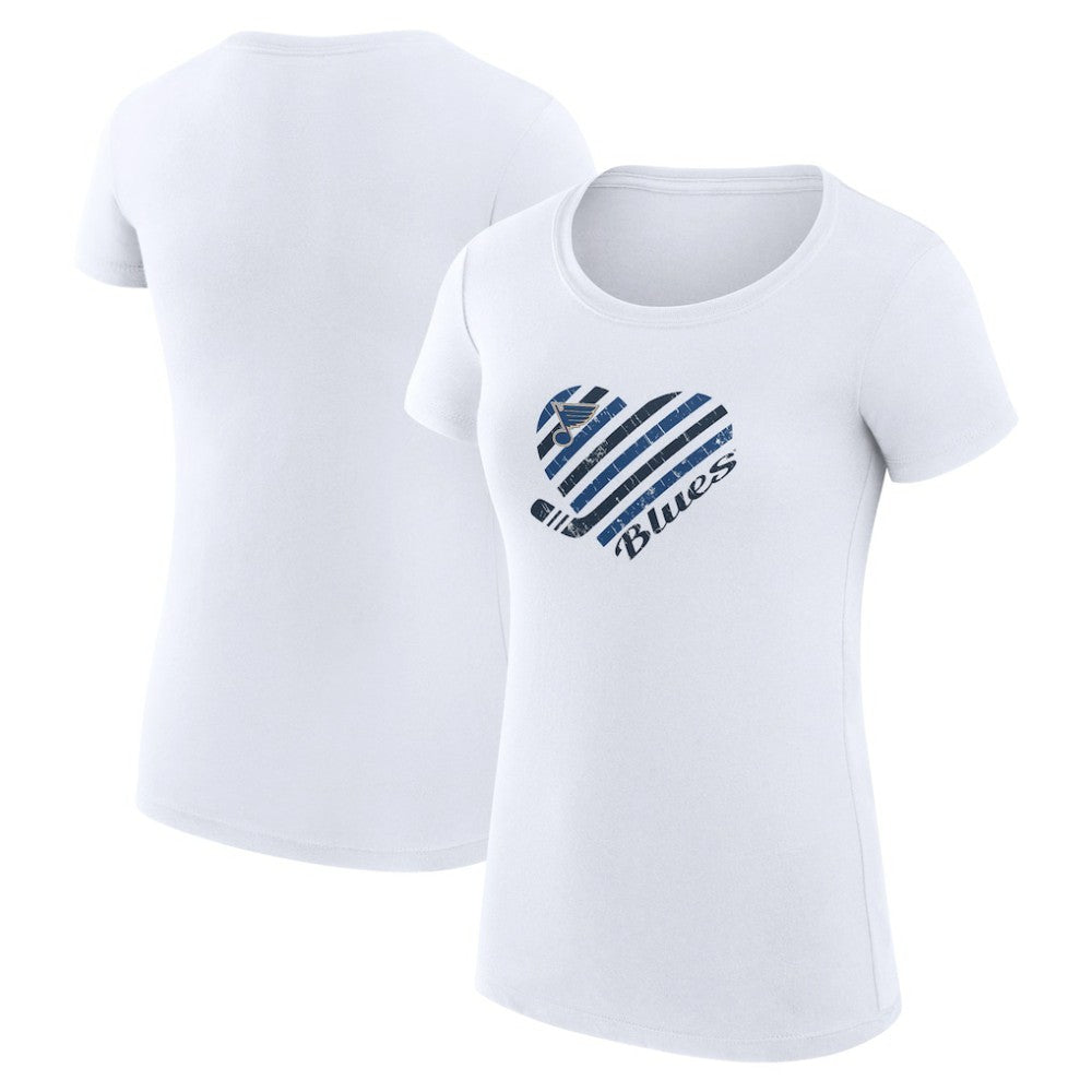 St. Louis Blues - G-III 4Her by Carl Banks Women's Super-Slim Fit Lightweight Heart T-Shirt White