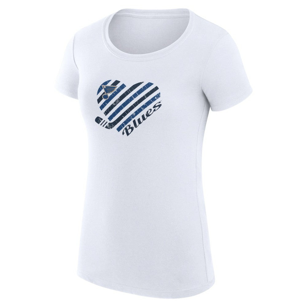 St. Louis Blues - G-III 4Her by Carl Banks Women's Super-Slim Fit Lightweight Heart T-Shirt White