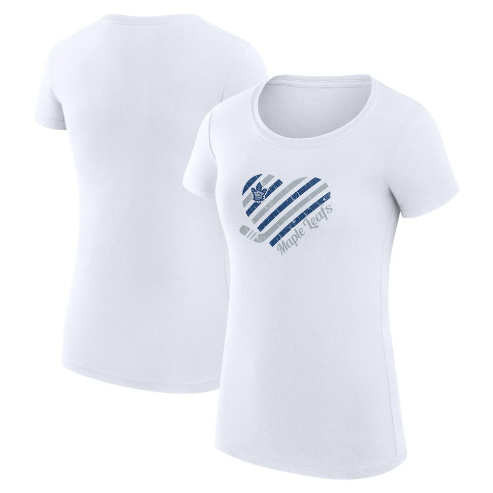Toronto Maple Leafs - G-III 4Her by Carl Banks Women's Super-Slim Fit Lightweight Heart T-Shirt White