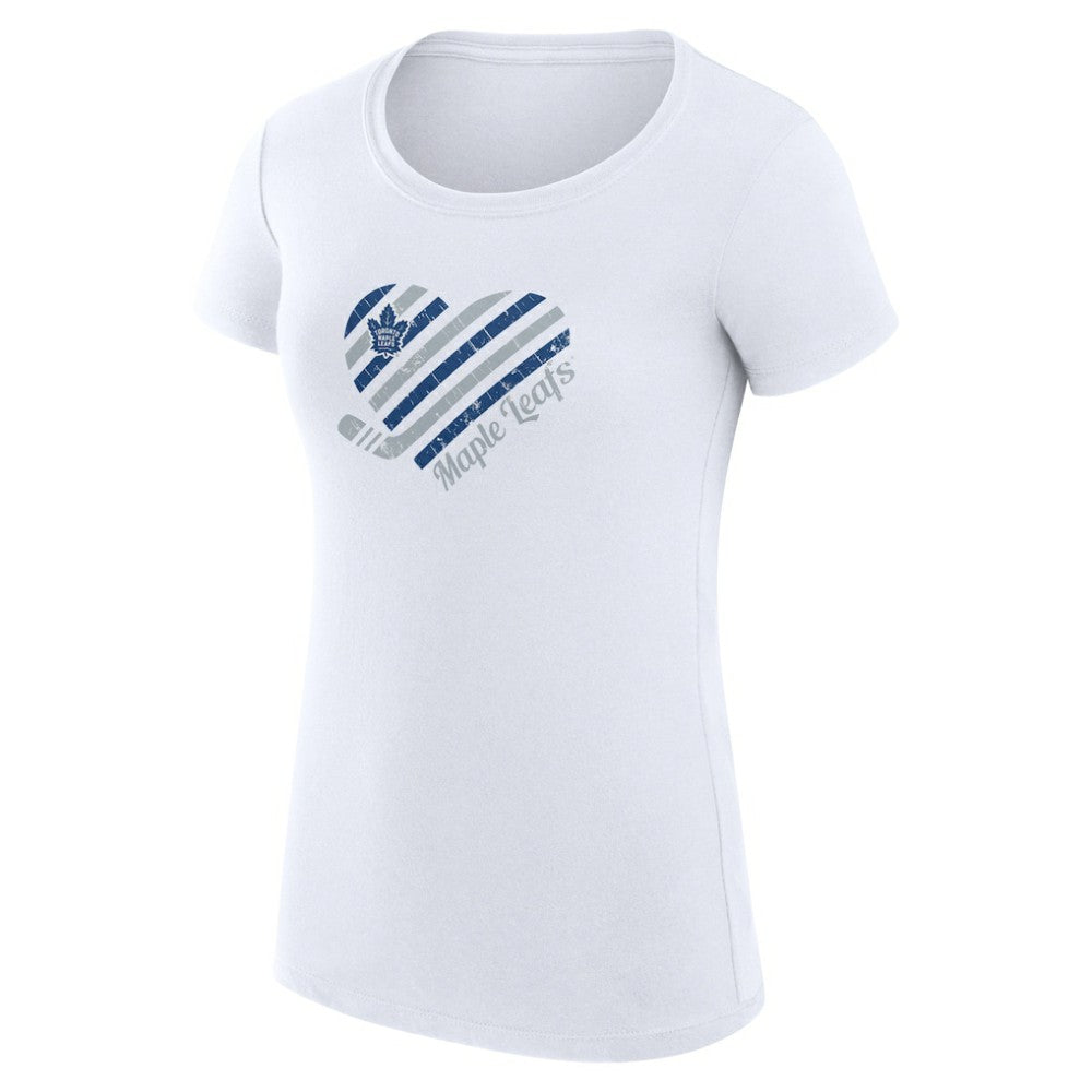 Toronto Maple Leafs - G-III 4Her by Carl Banks Women's Super-Slim Fit Lightweight Heart T-Shirt White