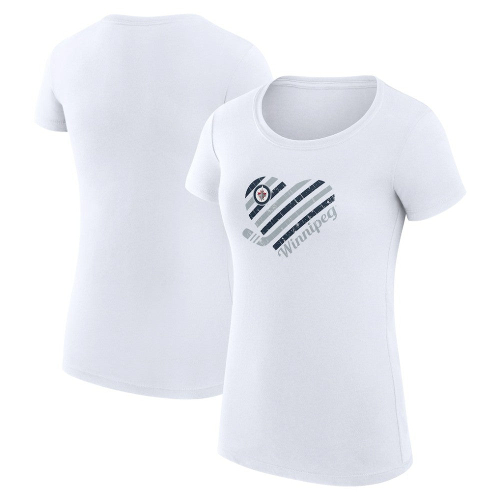 Winnipeg Jets - G-III 4Her by Carl Banks Women's Super-Slim Fit Lightweight Heart T-Shirt White