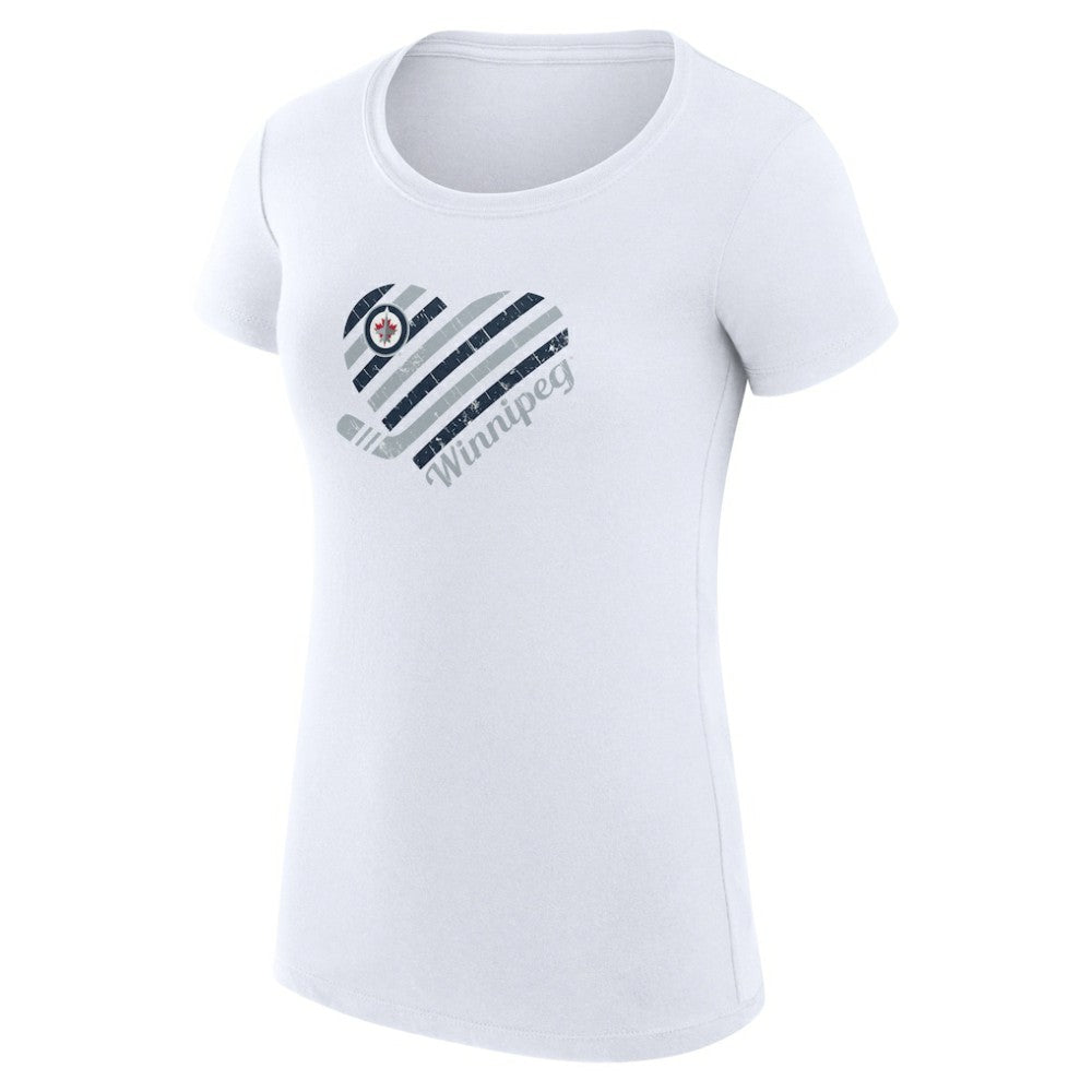 Winnipeg Jets - G-III 4Her by Carl Banks Women's Super-Slim Fit Lightweight Heart T-Shirt White