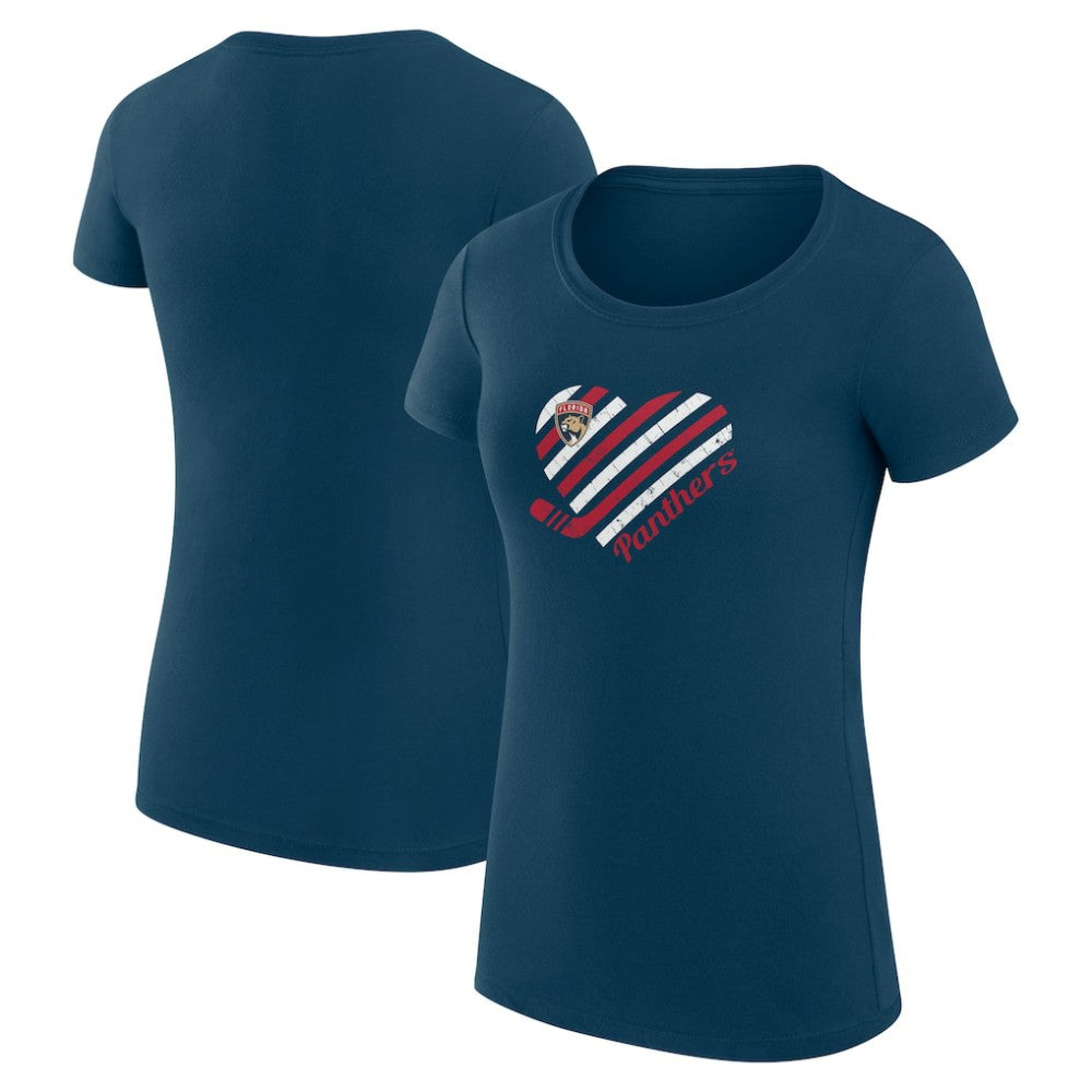 Florida Panthers - G-III 4Her by Carl Banks Women's Super-Slim Fit Lightweight Heart T-Shirt Navy