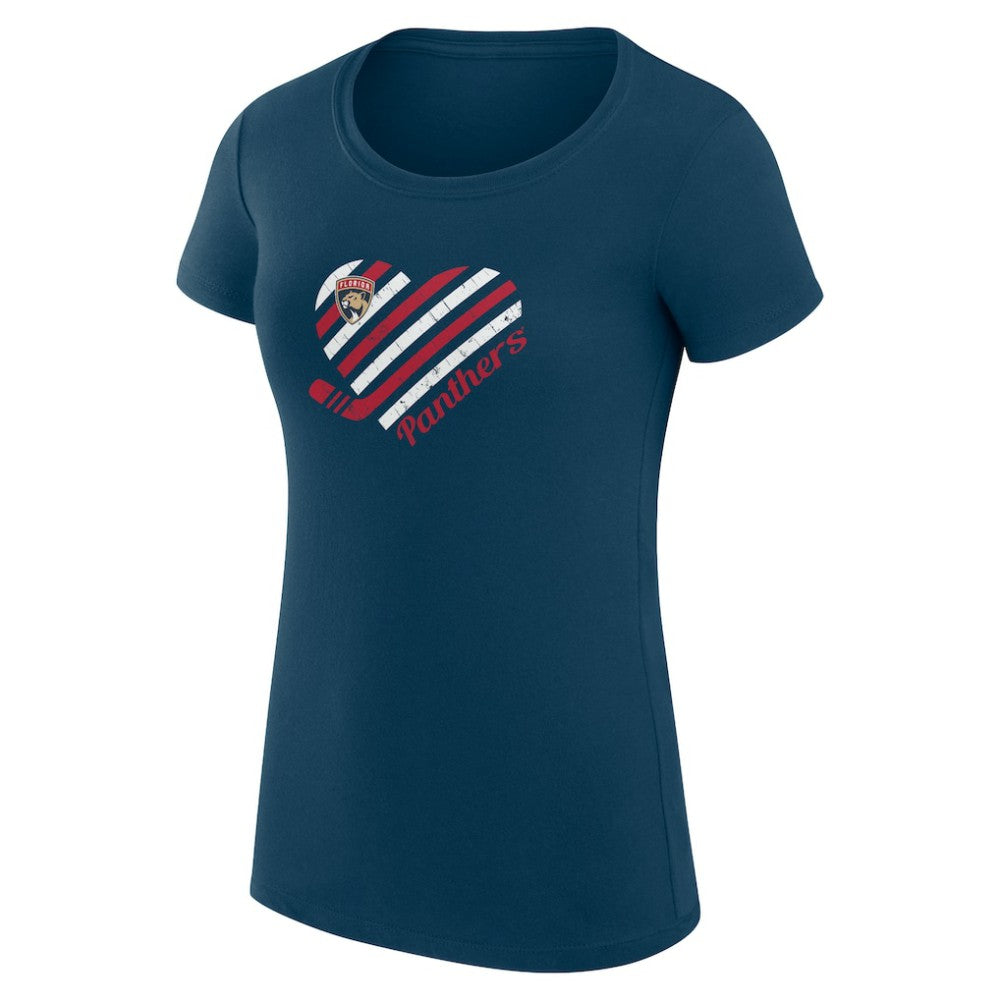 Florida Panthers - G-III 4Her by Carl Banks Women's Super-Slim Fit Lightweight Heart T-Shirt Navy