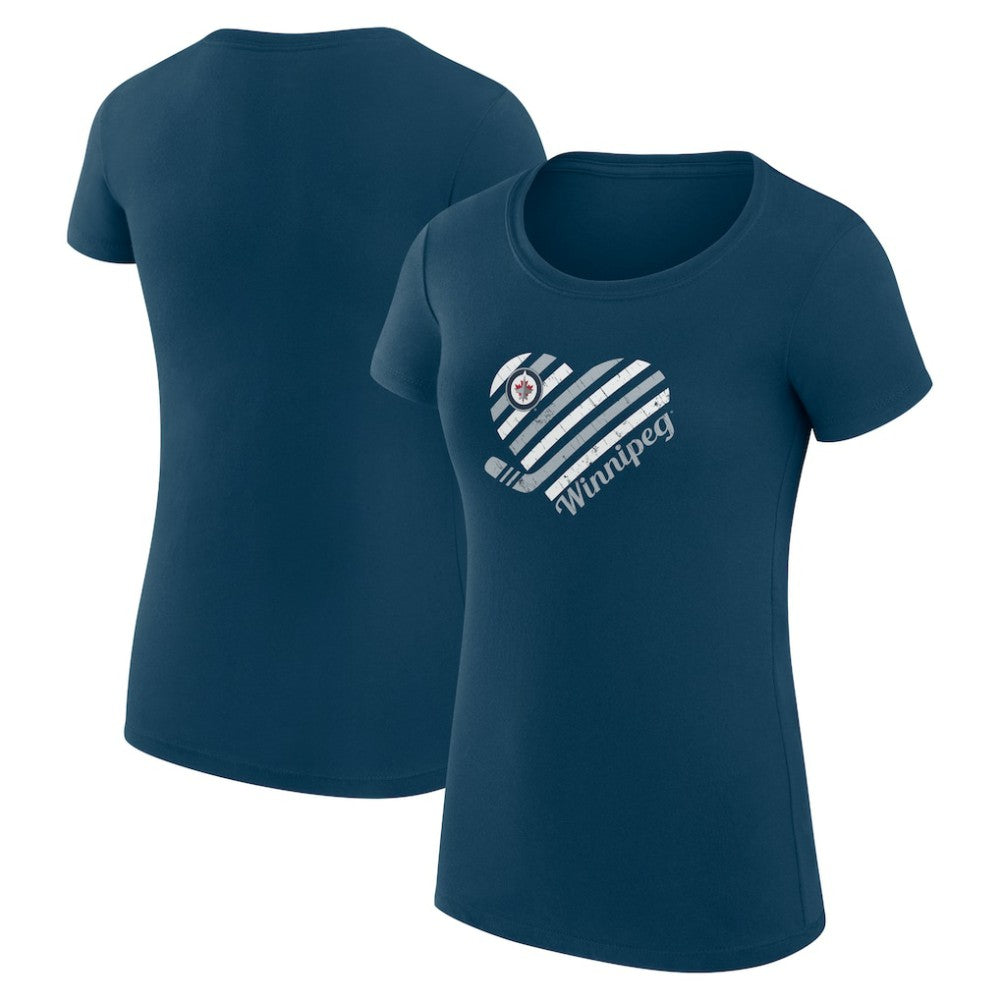 Winnipeg Jets - G-III 4Her by Carl Banks Women's Super-Slim Fit Lightweight Heart T-Shirt Navy