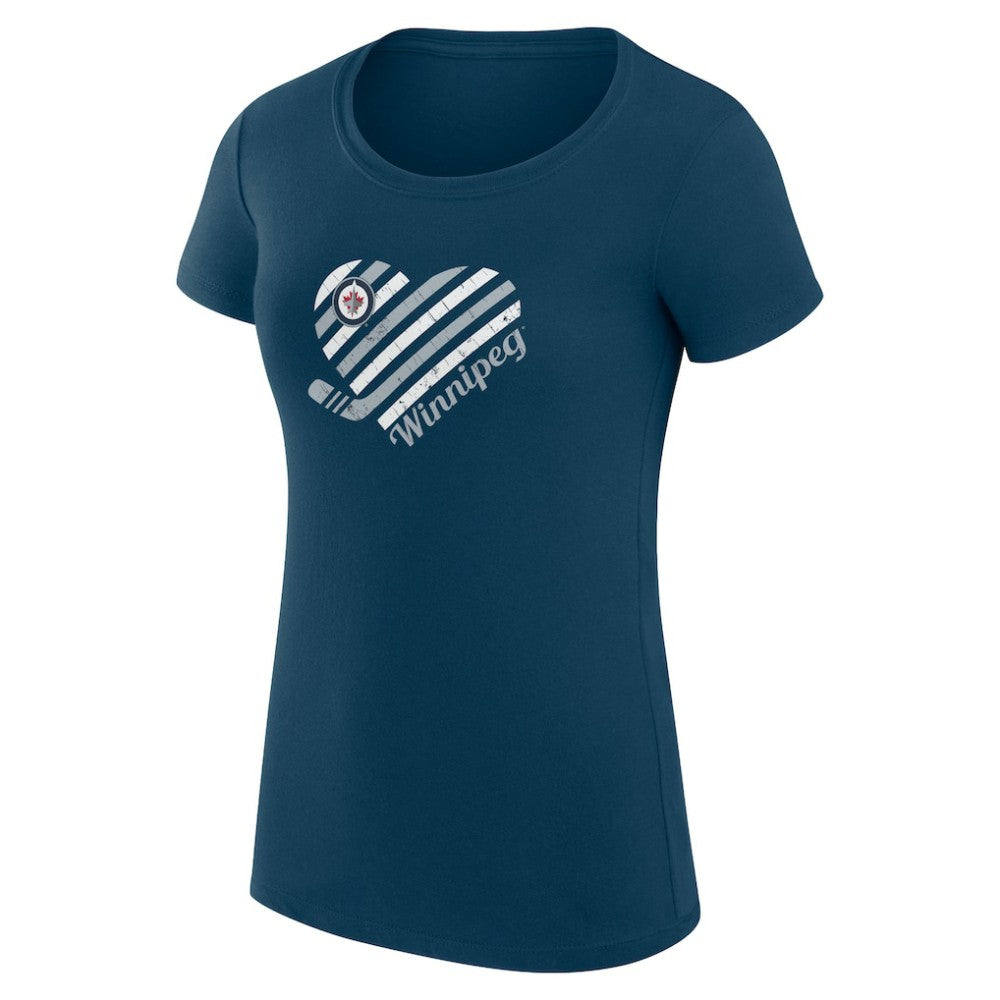 Winnipeg Jets - G-III 4Her by Carl Banks Women's Super-Slim Fit Lightweight Heart T-Shirt Navy