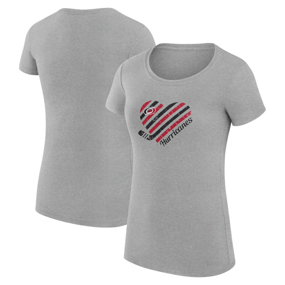 Carolina Hurricanes - G-III 4Her by Carl Banks Women's Super-Slim Fit Lightweight Heart T-Shirt Heather Gray